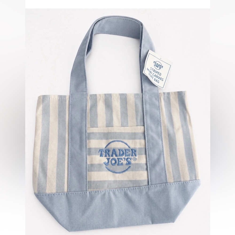 Trader Joe’s NWT mini blue striped canvas tote bag